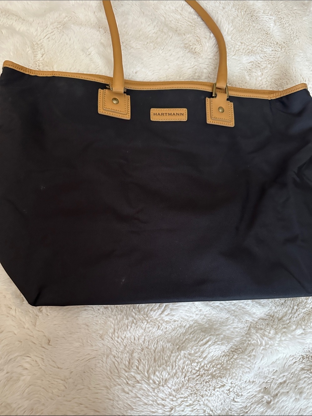 Hartmann Black Tote with Tan Trim